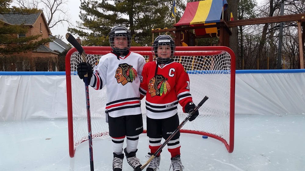 Happy skaters in the backyard.